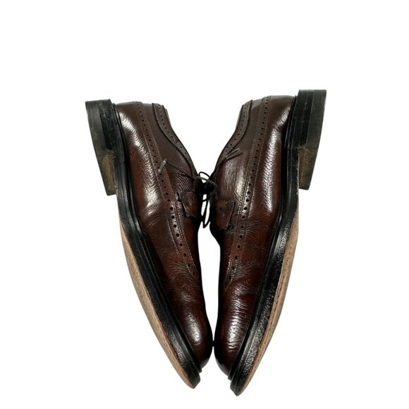 Nunn Bush Vintage 70\'s Mens Derby Sz 8.5D Wingtip Brown Leather Shoes USA main image 4